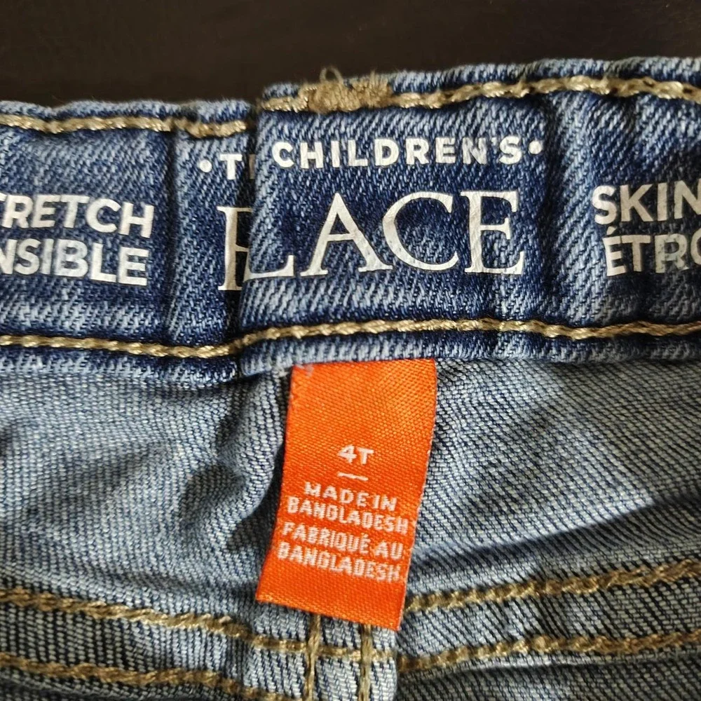 Childrens Place Boys Blue Denim Skinny Stretch Jeans Size 4T Adjustable Waist